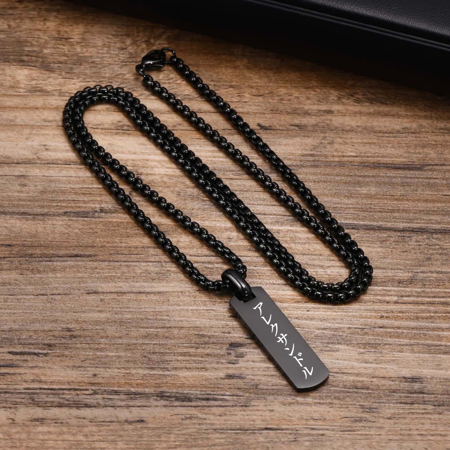 Engraved Japanese Name Necklace for Men